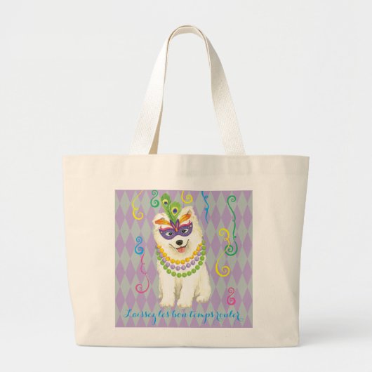 Mardi Gras Samoyed Grote Tote Bag (Voorkant)