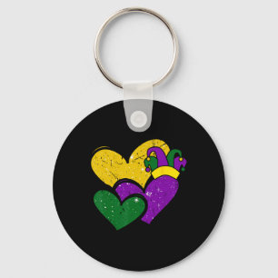 Mardi Gras Schattige Harten Meisjes Vrouwen Kinde Sleutelhanger