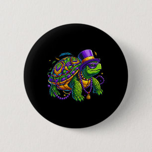 Mardi Gras Schildpad Schattig Dier Ronde Button 5,7 Cm