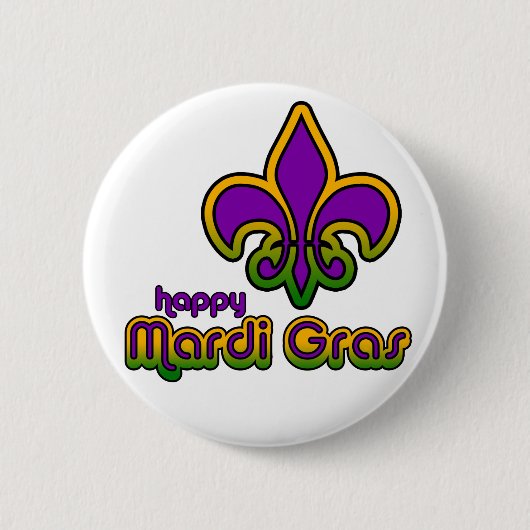 Mardi Gras Seventies Retro Button (Voorkant)