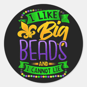 Mardi Gras Shirt ik hou van grote kralen en ik kan Ronde Sticker