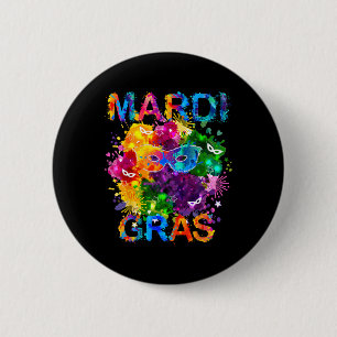 Mardi Gras Shirt Mask Waterverf Vrouwen Mannen Boy Ronde Button 5,7 Cm