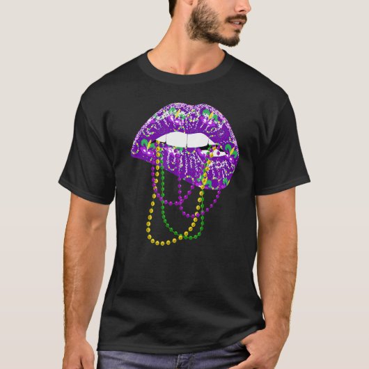 Mardi Gras Shirt voor dames Lips Koningin Carnival (Voorkant)