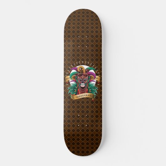 Mardi Gras Skull Jester New Orleans Skateboard (Recto)