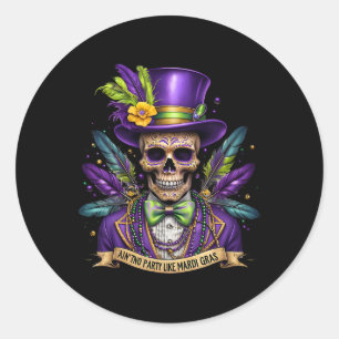 Mardi Gras Skull Top Hoed New Orleans Witch Doctor Ronde Sticker