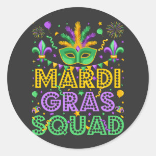 Mardi Gras Squad Matching Ronde Sticker