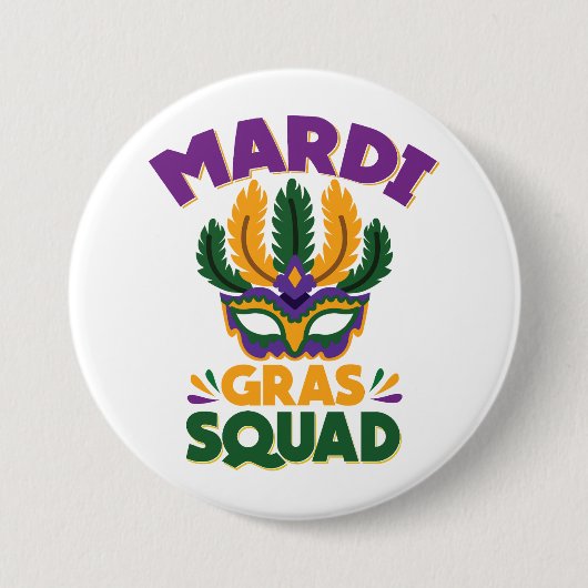 Mardi Gras Squad Ronde Button 7,6 Cm (Voorkant)