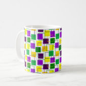 Mardi Gras Squares en contouren Koffiemok (Voorkant links)