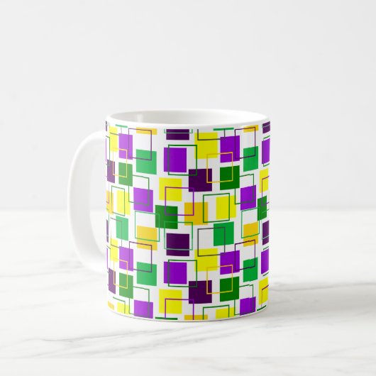 Mardi Gras Squares en contouren Koffiemok (Voorkant links)