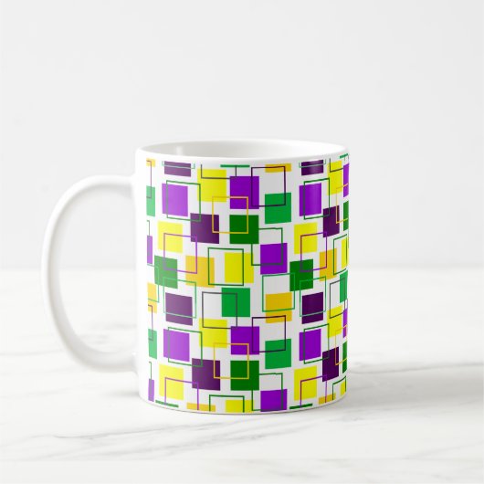 Mardi Gras Squares en contouren Koffiemok (Links)
