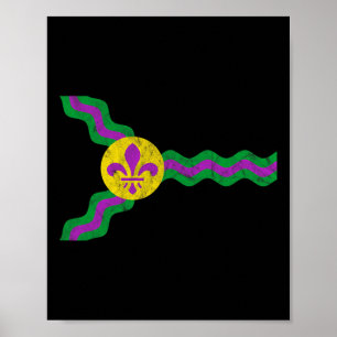 Mardi Gras St. Louis Vlag Soulard verontrust Poster