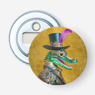 Mardi Gras Steampunk Party Dierlijke Alligator Button Flesopener