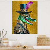 Mardi Gras Steampunk Party Dierlijke Alligator Poster (Keuken)