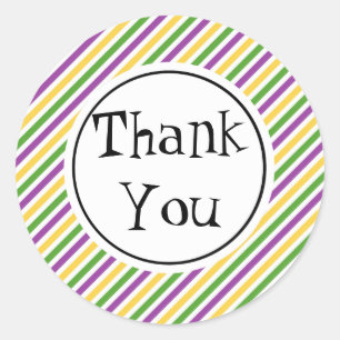 Mardi Gras Stripe Birthday Ronde Sticker