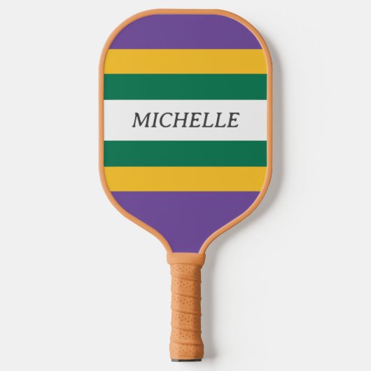 Mardi Gras Stripe Pickleball Paddle (Voorkant)