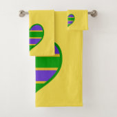 Mardi Gras Striped Heart Bad Handdoek (Insitu)