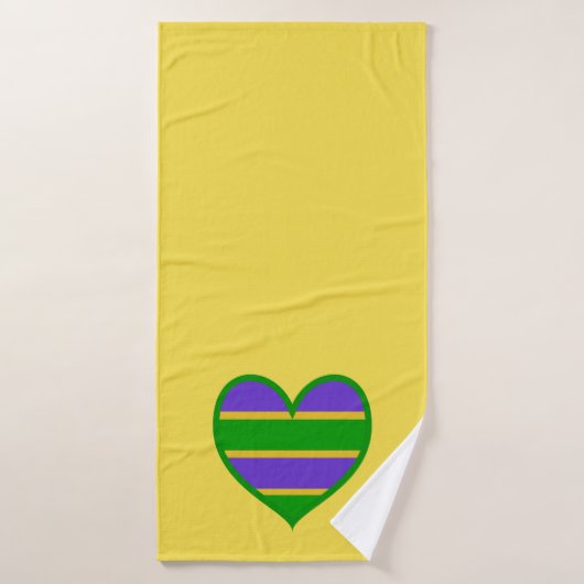 Mardi Gras Striped Heart Bad Handdoek (Badhanddoek)