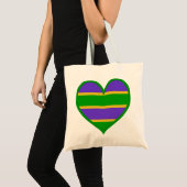 Mardi Gras Striped Heart Tote Bag (Voorkant (product))