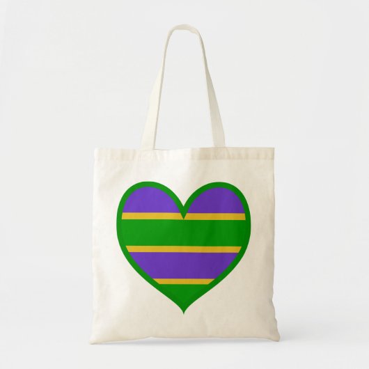 Mardi Gras Striped Heart Tote Bag (Voorkant)