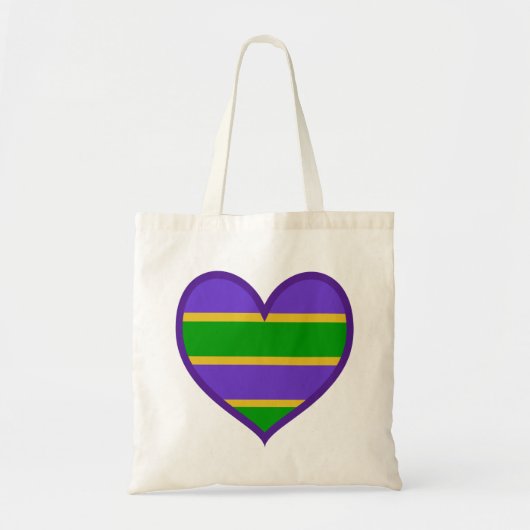 Mardi Gras Striped Paars Heart Tote Bag (Voorkant)
