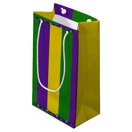 Mardi Gras Striped Pattern Klein Cadeauzakje (Voorkant Gekanteld)