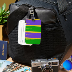 Mardi Gras Stripes Bagagelabel
