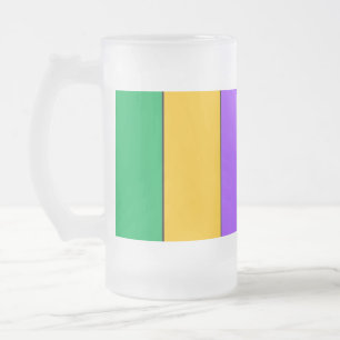 Mardi Gras Stripes Pattern Green Yellow Paars Matglas Bierpul