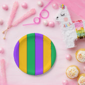 Mardi Gras Stripes Pattern Paars Green Yellow Papieren Bordje (Feest)