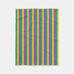 Mardi Gras Stripes Pattern Paarse Geel Fleece Deken