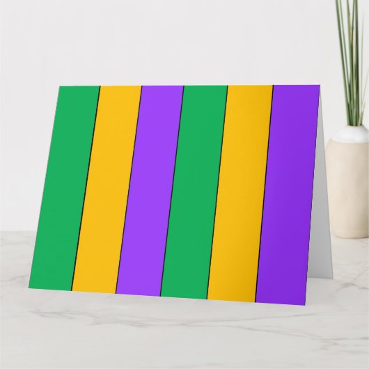 Mardi Gras Stripes Pattern Paarse Geel Kaart (Voorkant)