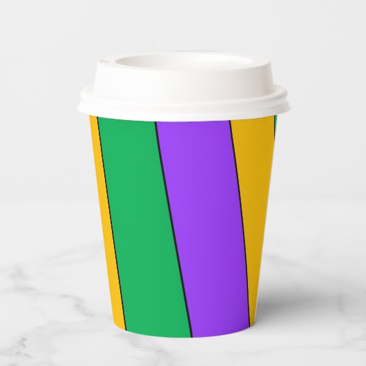Mardi Gras Stripes Pattern Paarse Green Yellow Pap Papieren Bekers (Achterkant)