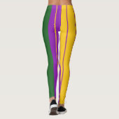 Mardi Gras Stripey Mauve, Groen, geel Leggings (Achterkant)