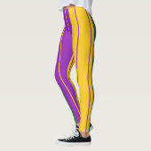 Mardi Gras Stripey Mauve, Groen, geel Leggings (Links)