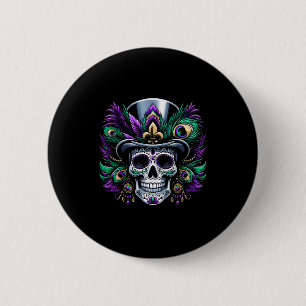 Mardi Gras Sugar Skull Feestelijke Kostuum Top Dia Ronde Button 5,7 Cm