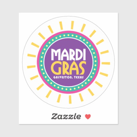 Mardi Gras Sun, Galveston, Texas Sticker (Vel)