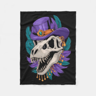 Mardi Gras T Rex Suiker Skull Carnaval New Orleans Fleece Deken