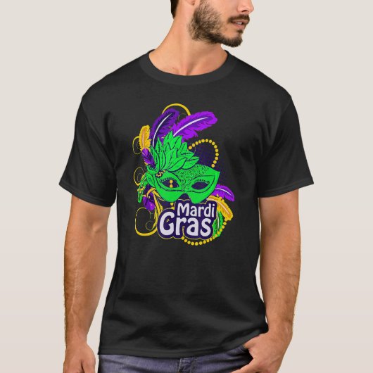Mardi Gras T Shirt Mardi Gras 2023 Beads Masker Fe (Voorkant)