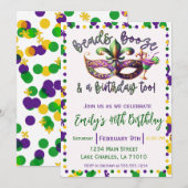 Mardi Gras thema verjaardag Kaart (Voorkant / Achterkant)