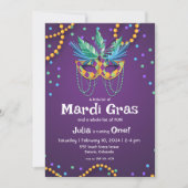 Mardi Gras Thème 1er Anniversaire Fête Invitation (Devant)
