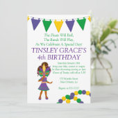 Mardi Gras Thème Anniversaire Invitation (Debout devant)