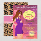 Mardi Gras Theme Baby Bump Invitation Cheveux Brow (Devant / Derrière)