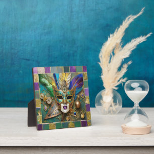 Mardi Gras Third Eye Gouden Keramisch Veer Masker Fotoplaat