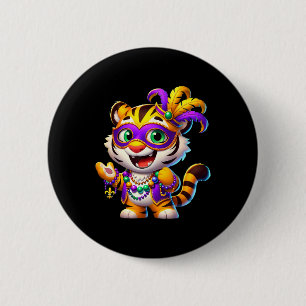 Mardi Gras Tijger Kostuum Dier New Orleans Party Ronde Button 5,7 Cm