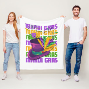 MARDI GRAS Top Hoed Veren Fleece Deken