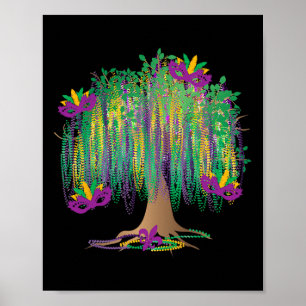 Mardi Gras Tree Beads New Orleans 2025 Festival BE Poster