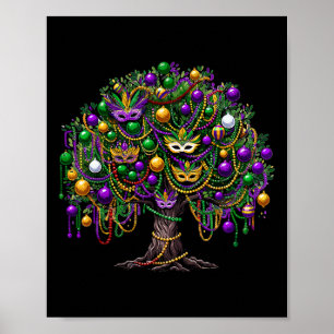 Mardi Gras Tree Beads New Orleans 2025 Festival BE Poster
