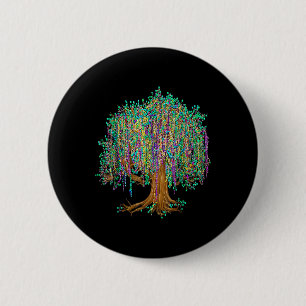 Mardi Gras Tree Beads New Orleans 2025 Waterverf Ronde Button 5,7 Cm