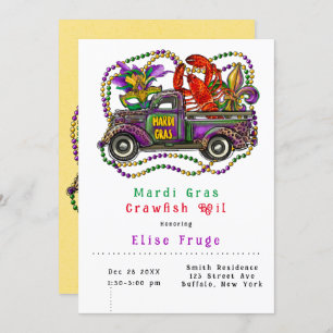 Mardi Gras Truck Crawfish Boil Invitation Kaart