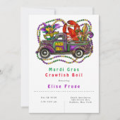 Mardi Gras  Truck Crawfish Boil Invitation Kaart (Voorkant)