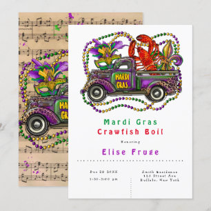 Mardi Gras  Truck Crawfish Boil Invitation Kaart